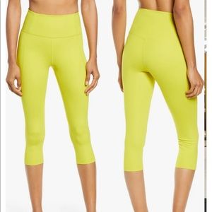 girlfriend collective cropped leggings in chartreuse